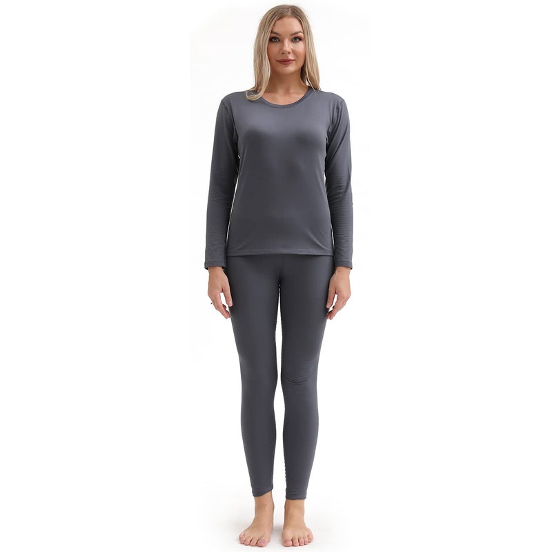 PISIQI Thermal Underwear Women Ultra-Soft Long Johns Set Base Layer Skiing Winter Warm Top & Bottom (XL, Dark Gray) - Image 1